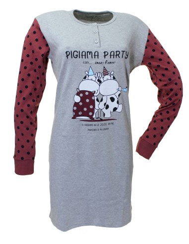 Camicia da notte Donna caldo cotone invernale Crazy Farm 15655