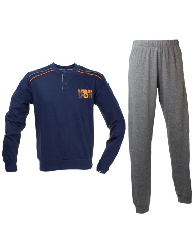 NAVIGATE Pyjamas pour hommes Interlock d'hiver en coton chaud SML-XL-XXL 2141146