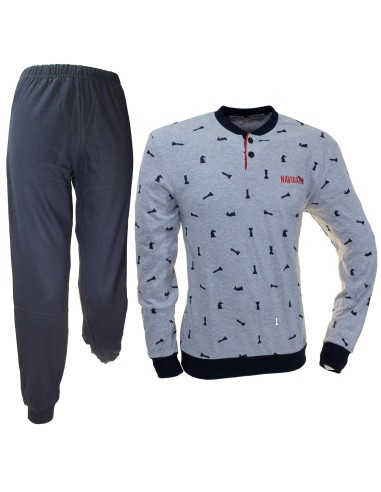 NAVIGARE Pyjama pour homme Interlock d'hiver en coton chaud SML-XL-XXL 2141138