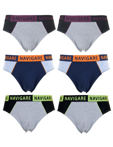 6 Pieces Men's Briefs NAVIGARE UNDERWEAR Underpants Stretch Underwear 2935