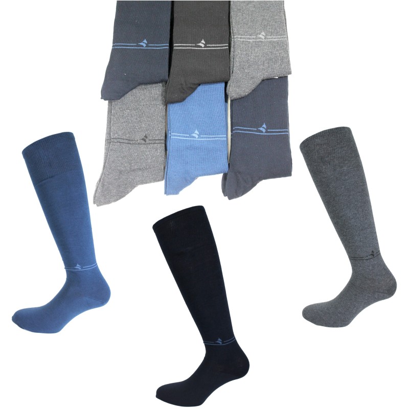 6 Pairs Men\'s Long Socks NAVIGARE Warm Cotton One Size 39-46 Various patterns
