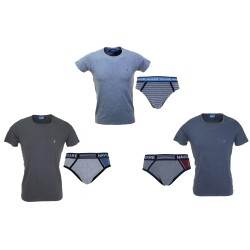 Navigare Completo Intimo Uomo Coordinato T-shirt Boxer elasticizzato