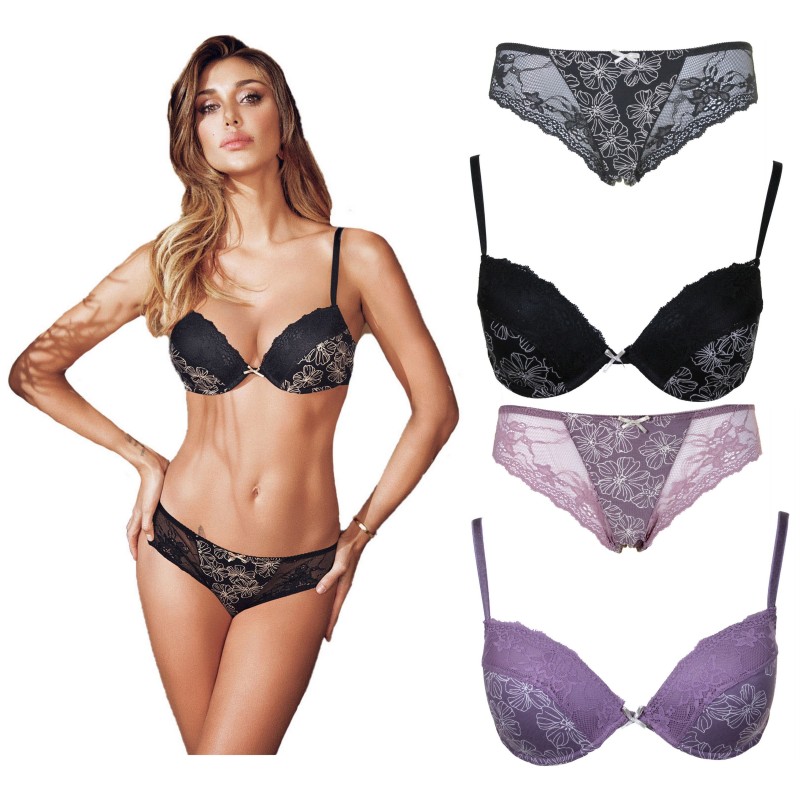 Jadea Chic Woman underwear set complete with PUSH-UP Bra and Slip 4252