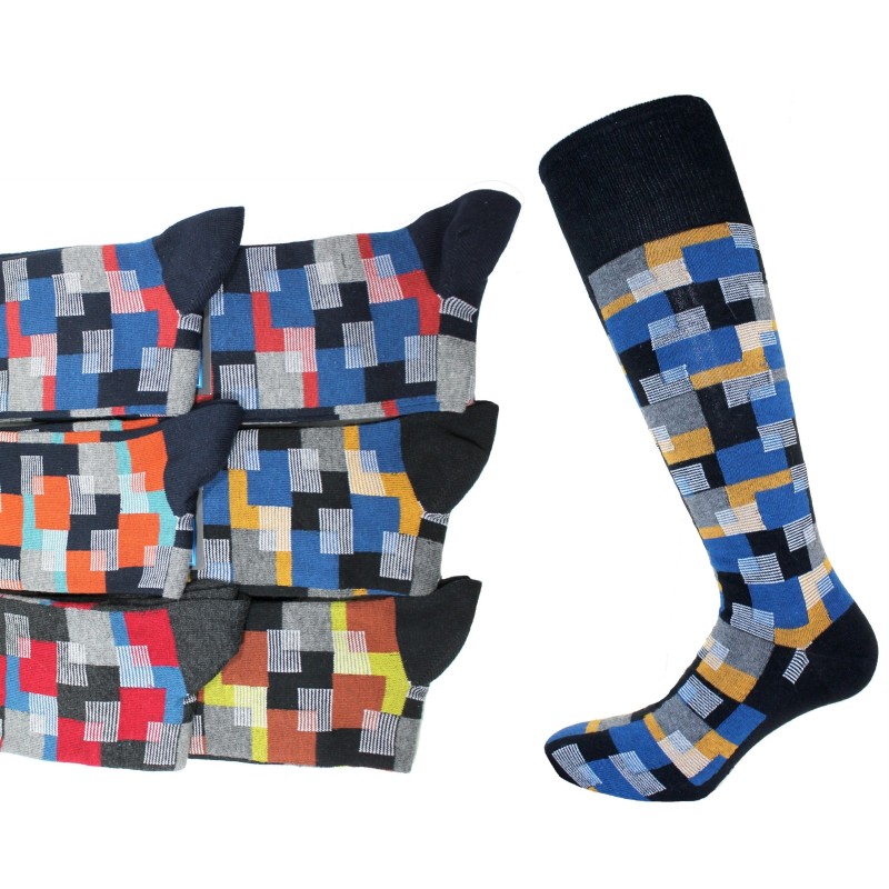 Enrico Coveri 6 paires LONG chaussettes homme couleurs chaudes coton taille unique LINE5