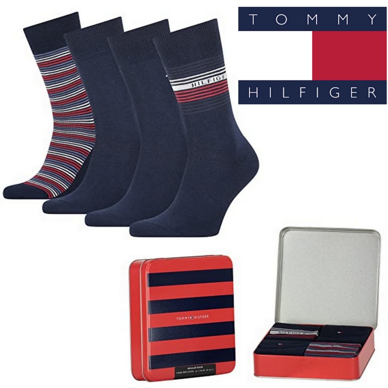 Coffret cadeau Tommy Hilfiger 4 paires de chaussettes homme Chaussette mode originale