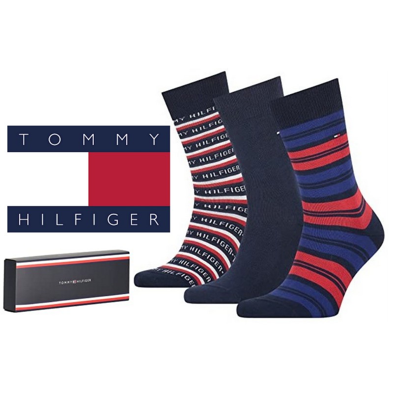 Tommy Hilfiger 3 paires de chaussettes Coffret cadeau homme Chaussette mode  originale