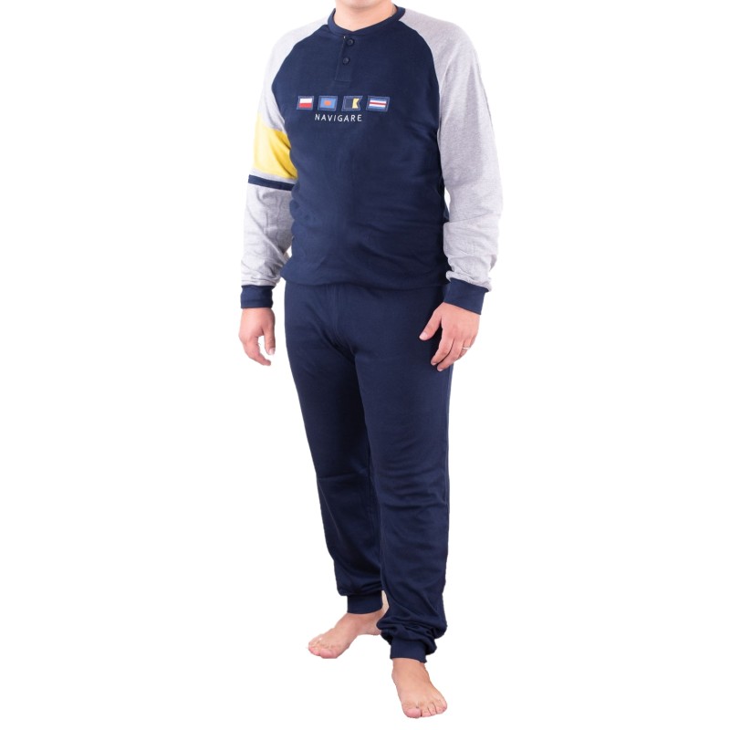 Men\'s pajamas NAVIGARE warm cotton interlock winter ML-XL-XXL Navy 141225
