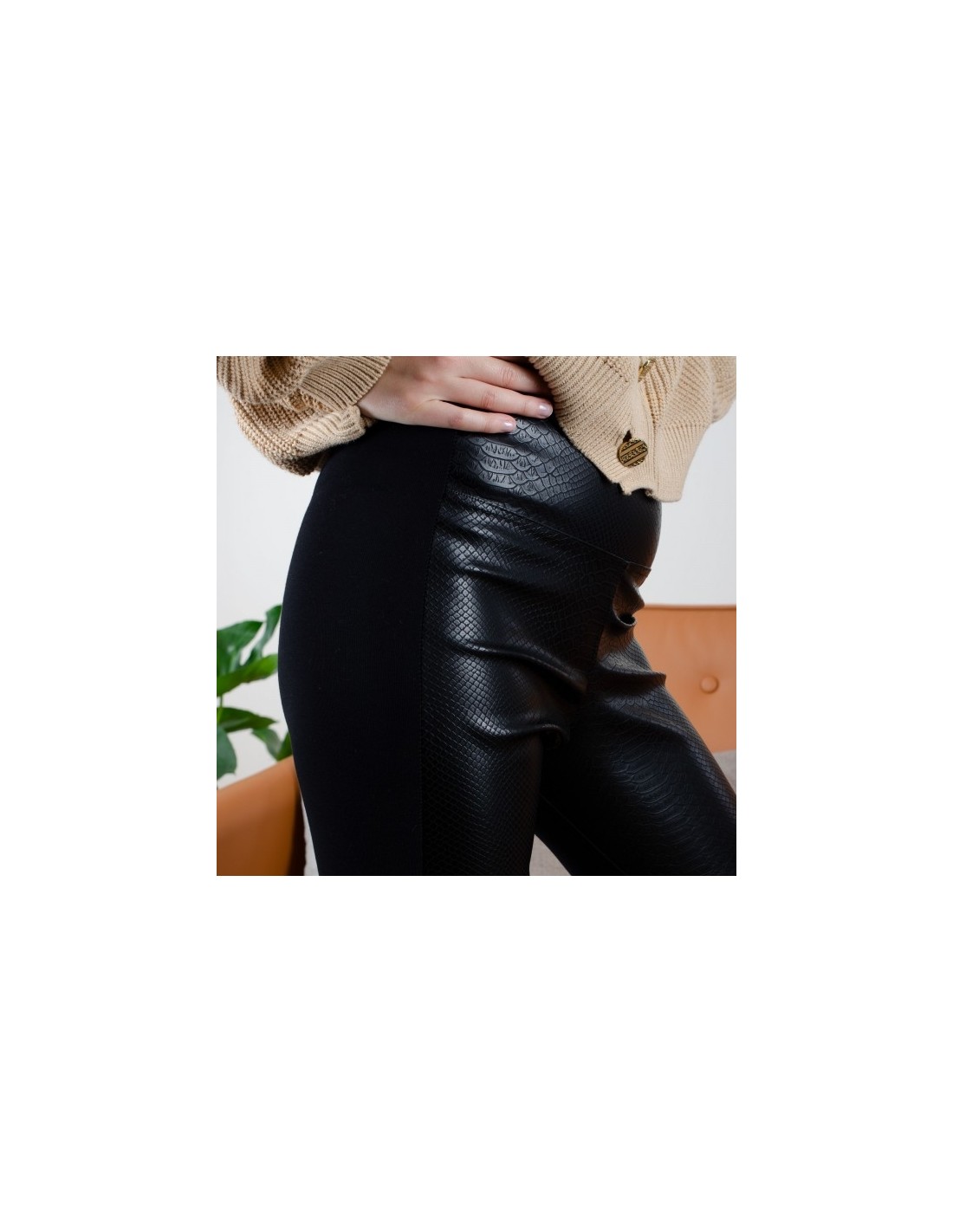 Jadea Leggings Woman imitation leather fabric with stretch python ...