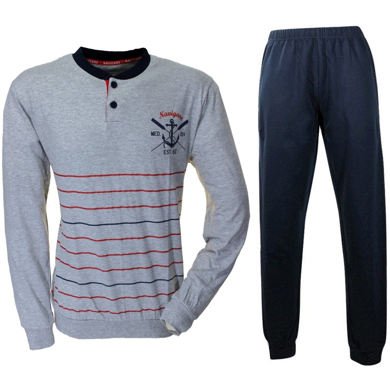 Navigare Men\'s Cotton Jersey Long Sleeve Pajamas 2141275