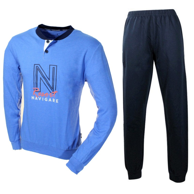 Navigare Men\'s Cotton Jersey Long Sleeve Pajamas 2141287