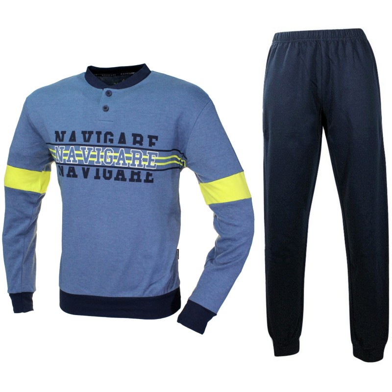 copy of Navigare Pajamas Boy Cotton Jersey Long Sleeve Blue Melange 215638