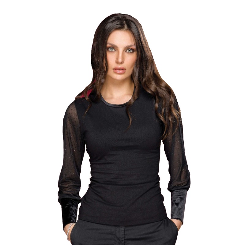 copy of WOMAN Under jacket Jadea Long Sleeve Chiffon Pois 4274 Black