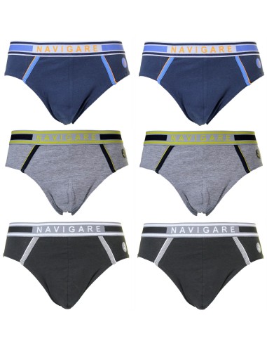 Navigare 6 Slip Uomo Underwear Mutanda Intimo Elasticizzato Elastico Esterno Varie Fantasie