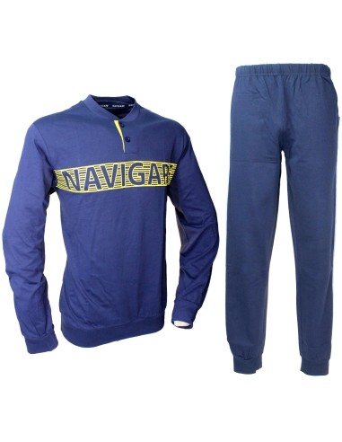 Navigare Pigiama Uomo Cotone Jersey Manica Lunga colore Blu Navy 2141450