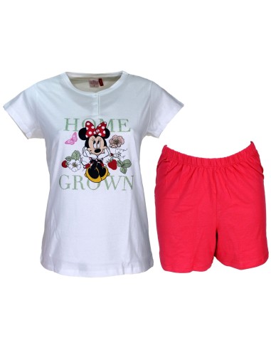 Disney Pigiama corto Donna Puro cotone Jersey Minnie Mouse mezza manica pantalone corto 7198