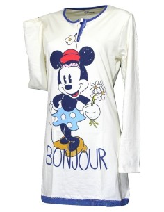 Pigiama Donna Disney Minnie Cotone Jersey Maxi maglia 42-44-46-48 Panna 20542