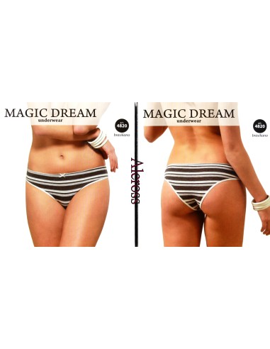3 Slip Brasiliano Donna Magic dream Misura 3/M colori grigi elasticizzati 4820