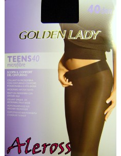 Collant Donna Microfibra Coprente Vita Bassa Golden Lady Teens 40 DEN Nero