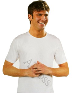 T-Shirt Maglia intima Uomo Girocollo Mezza manica BLU 4-5-6-7 Puro Cotone 2065